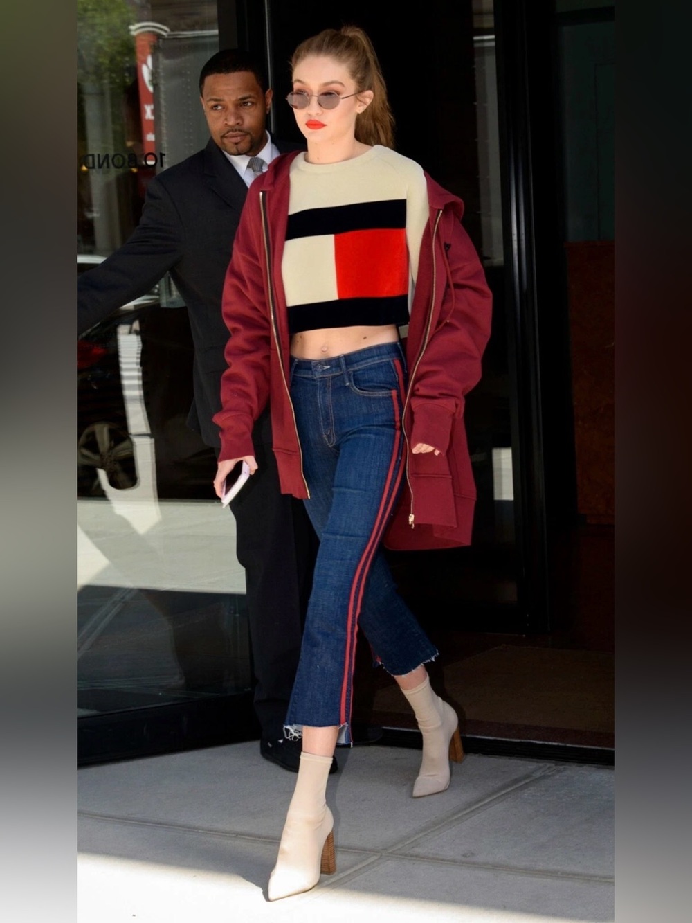 MOTHER insider crop step fray jeans speed racer dark denim red 30